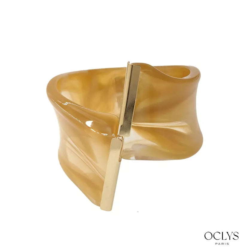 Bracelet jonc ouvert « Karo » - ambre