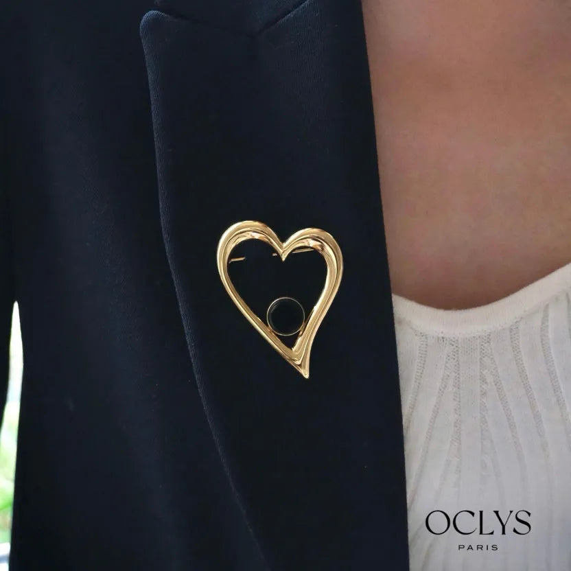 Broche « Badi » - rond noir