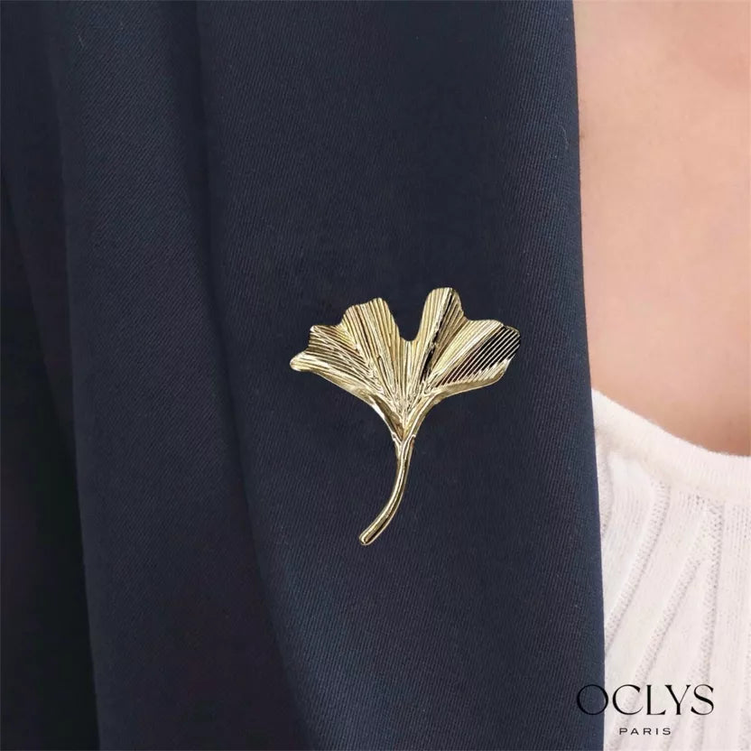 Broche ginko « Saki » - dorée