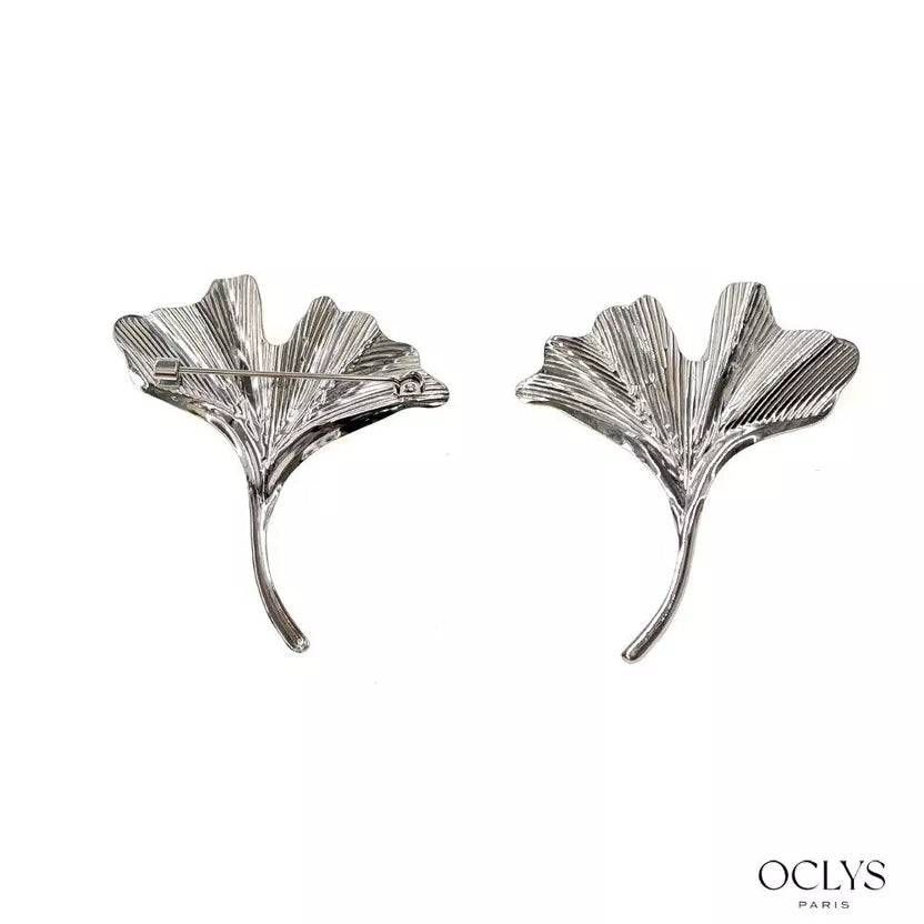 Broche ginko « Saki » - argentée