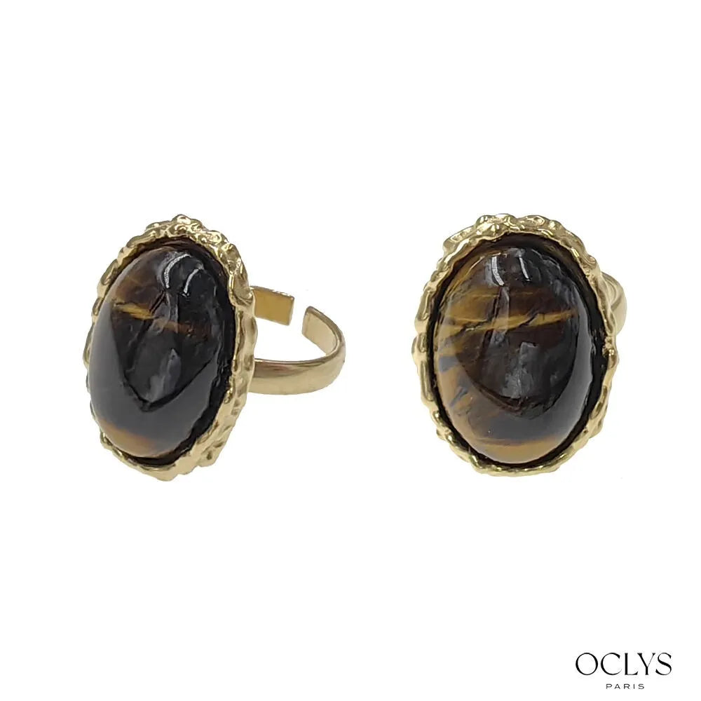 Bague Shaly - doré avec pierre blanche, rouge ou marron