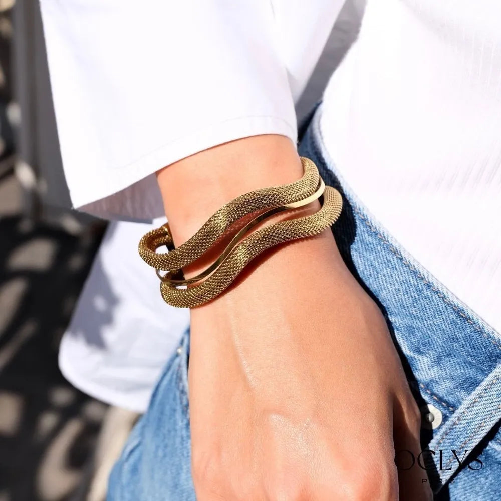 Bracelet jonc Nilia - doré ou argenté