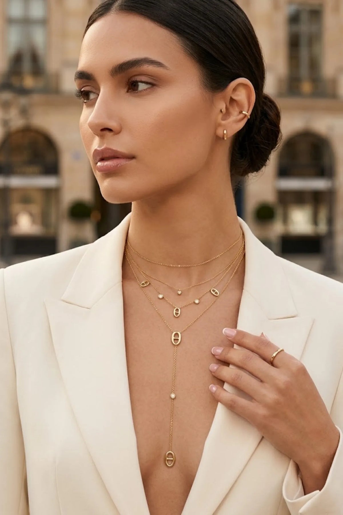 Collier Y « Brille » - double rang
