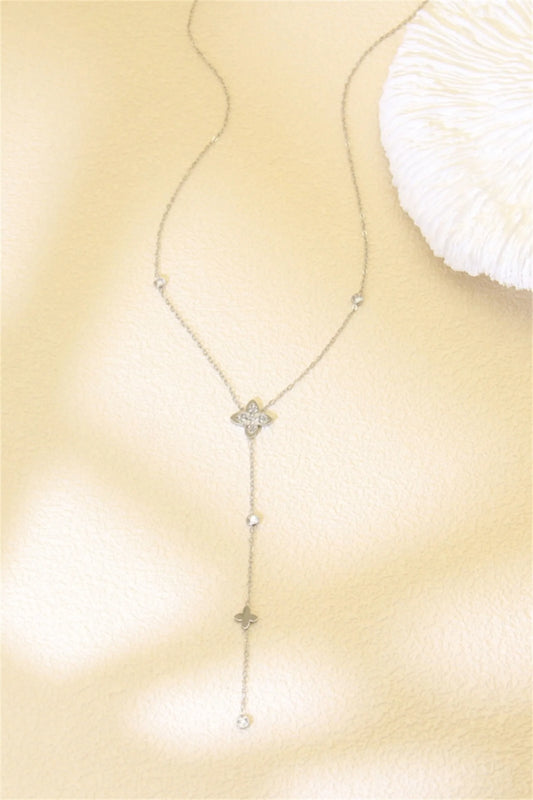 Collier Y « Chic floral » - argenté