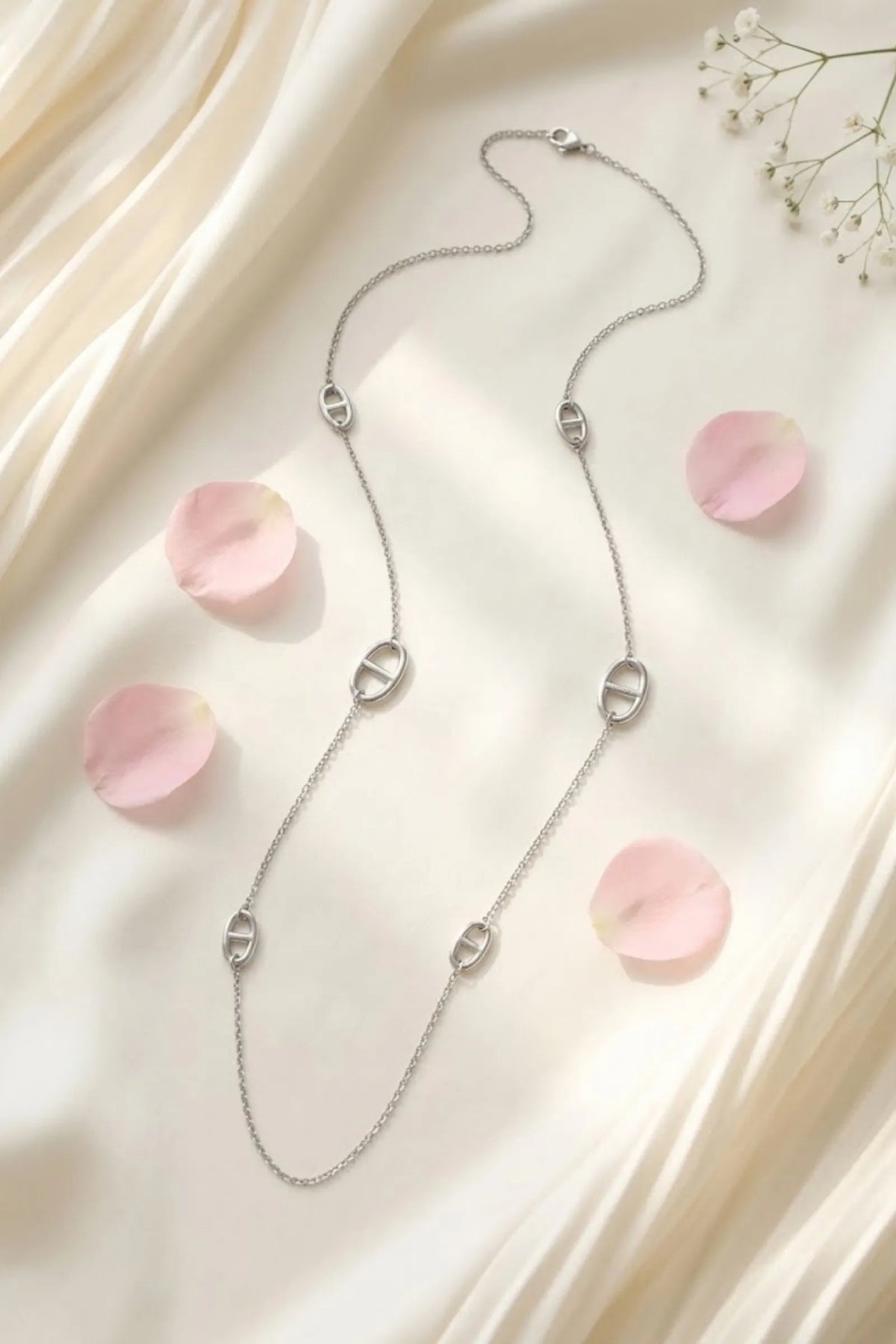 Collier sautoir « Maille chic » - argenté