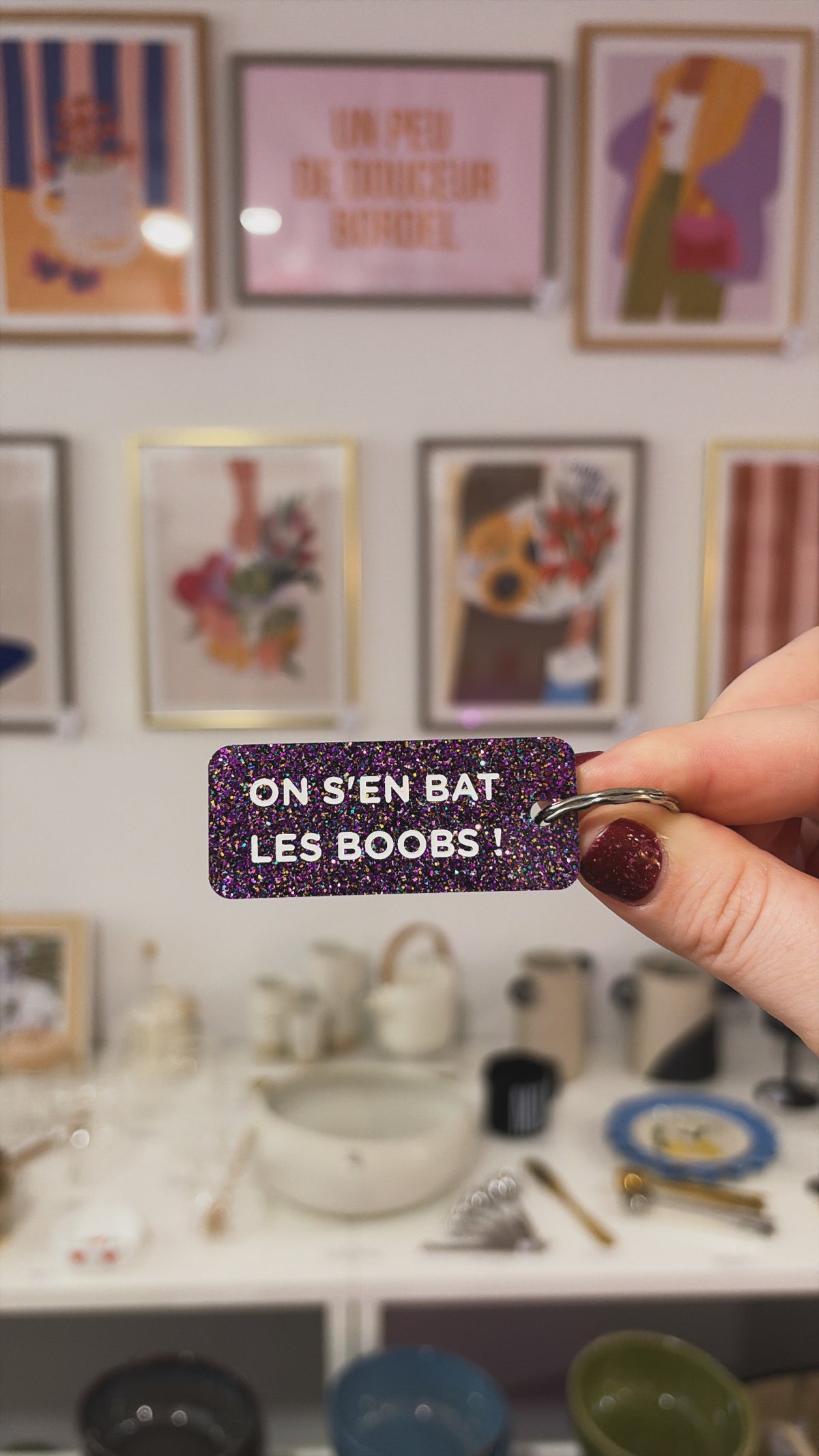 Porte-clé paillette - différentes phrases disponibles
