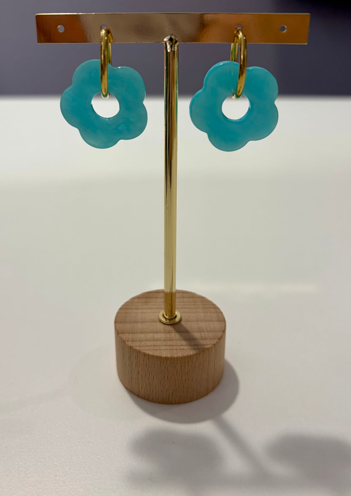 Boucles d’oreilles créoles « Flower » - turquoise