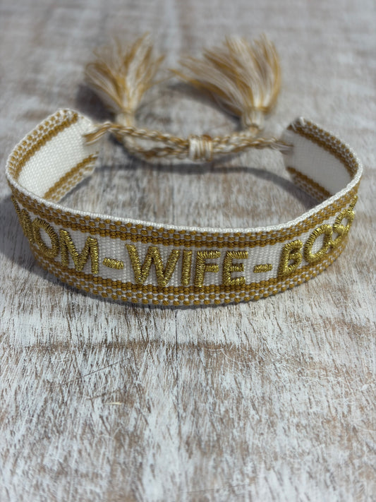 Bracelet « MOM - WIFE - BOSS » (réglable)