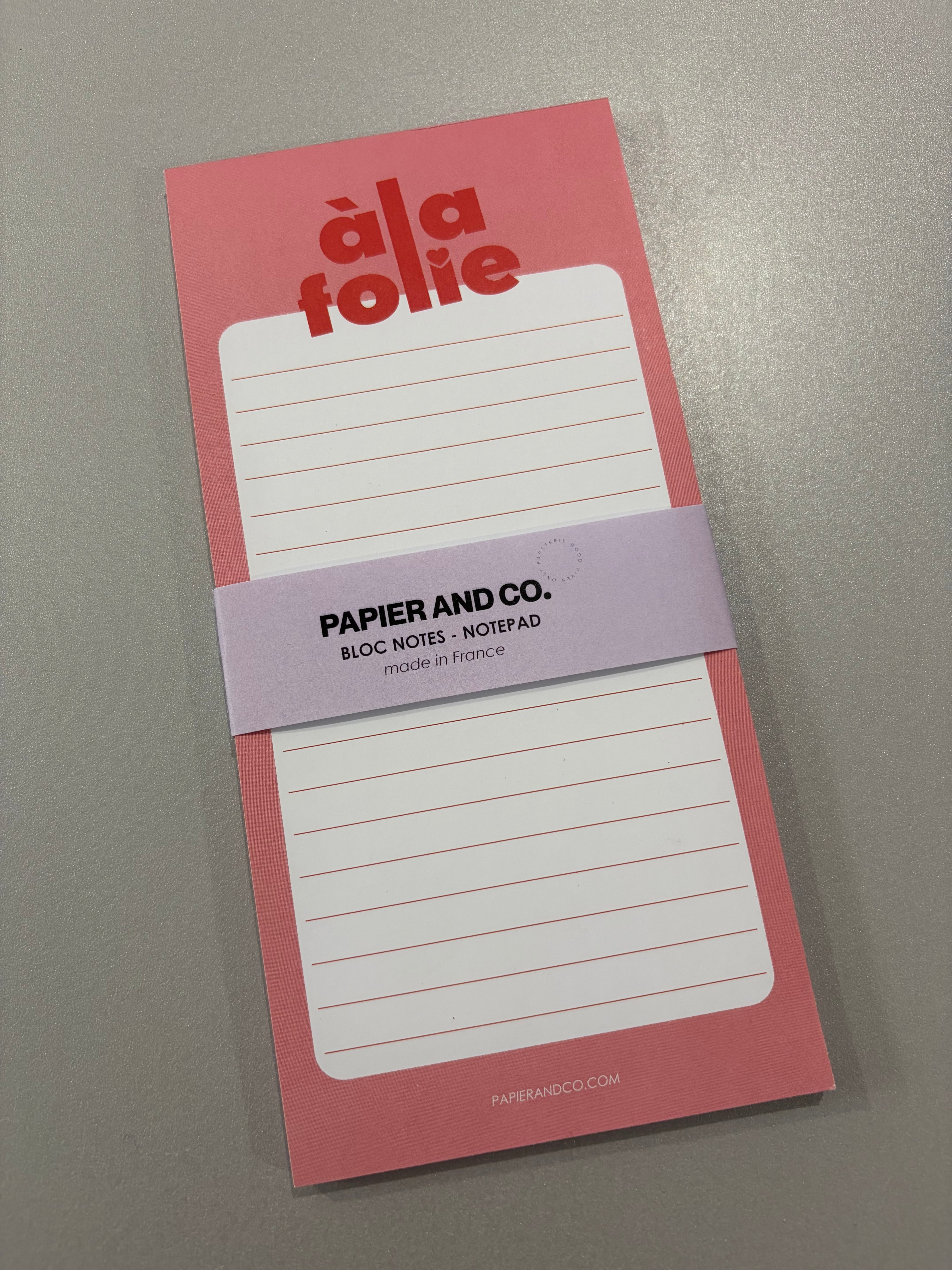 Bloc-notes « À la folie »