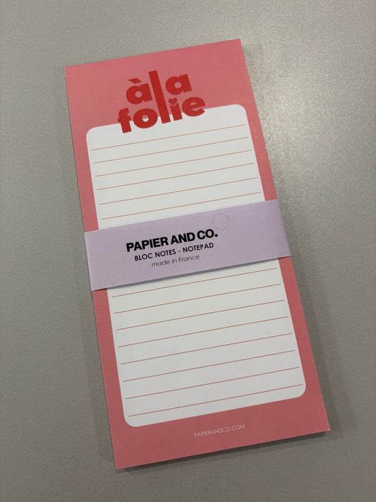 Bloc-notes « À la folie »