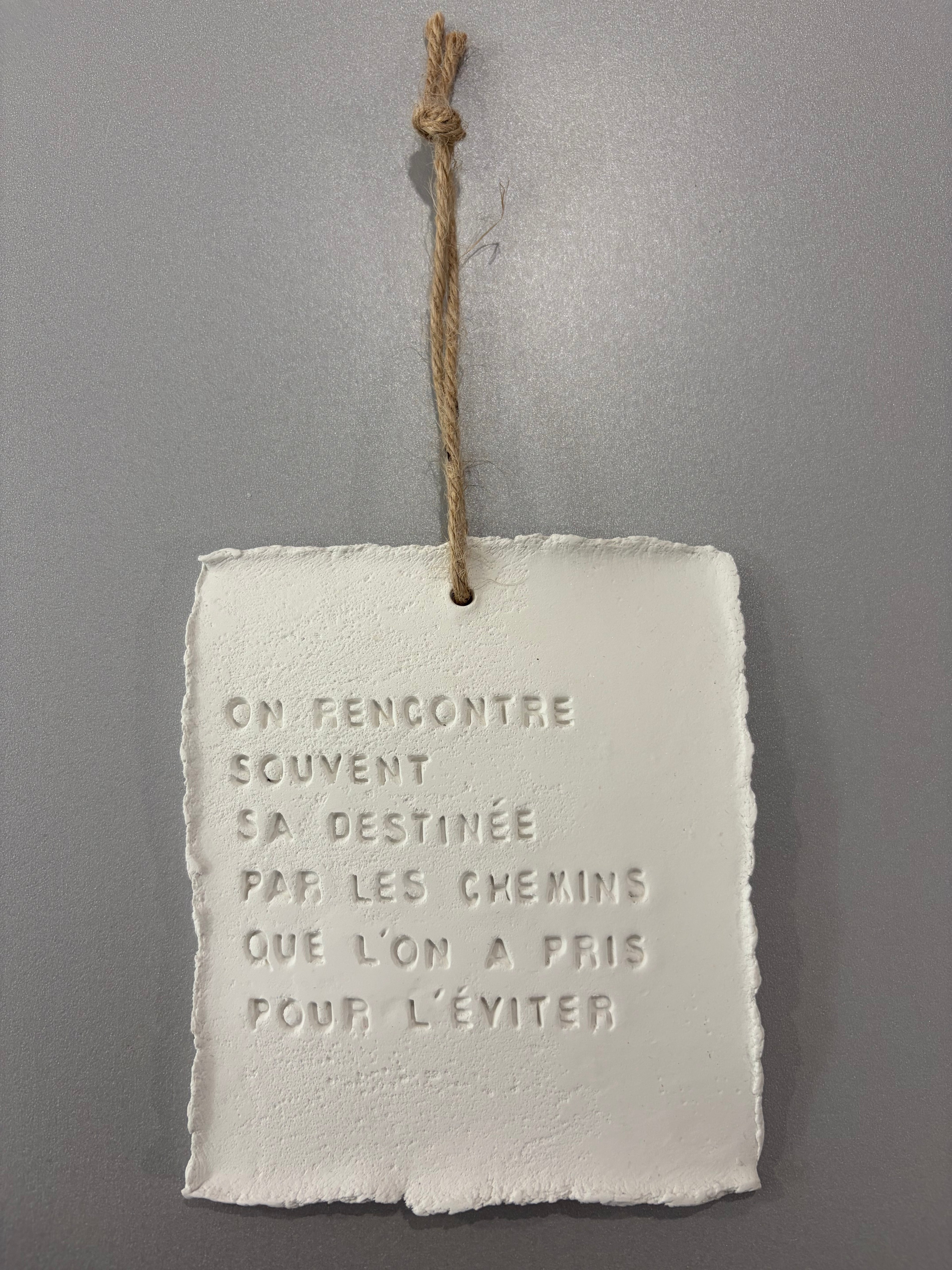 Plaque à message en argile L - à suspendre ou à poser - plusieurs phrases disponibles