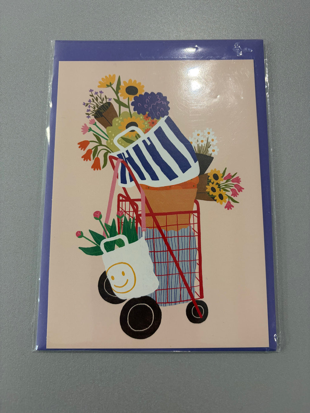 Carte de vœux « Caddie fleuri »
