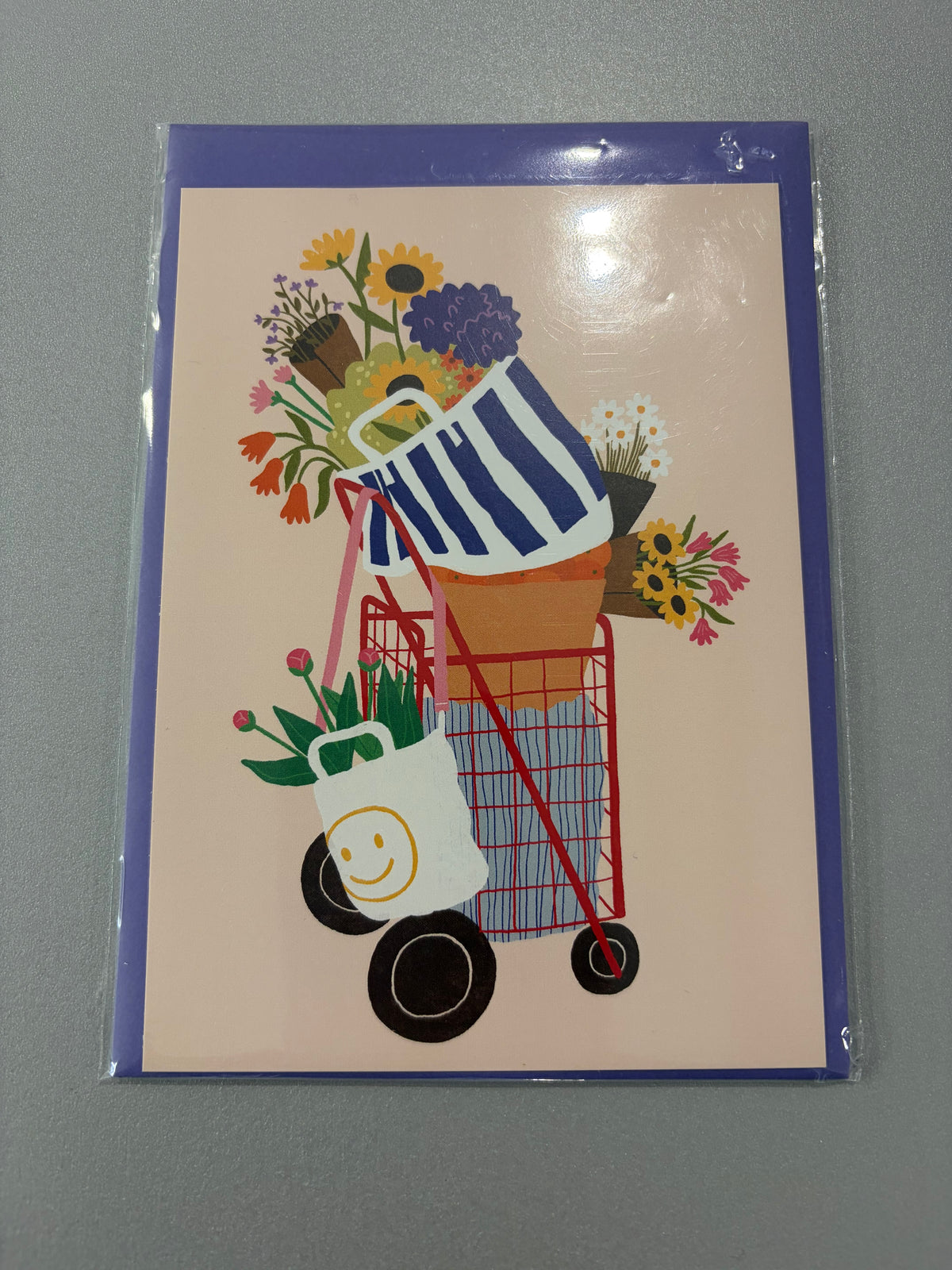 Carte de vœux « Caddie fleuri »