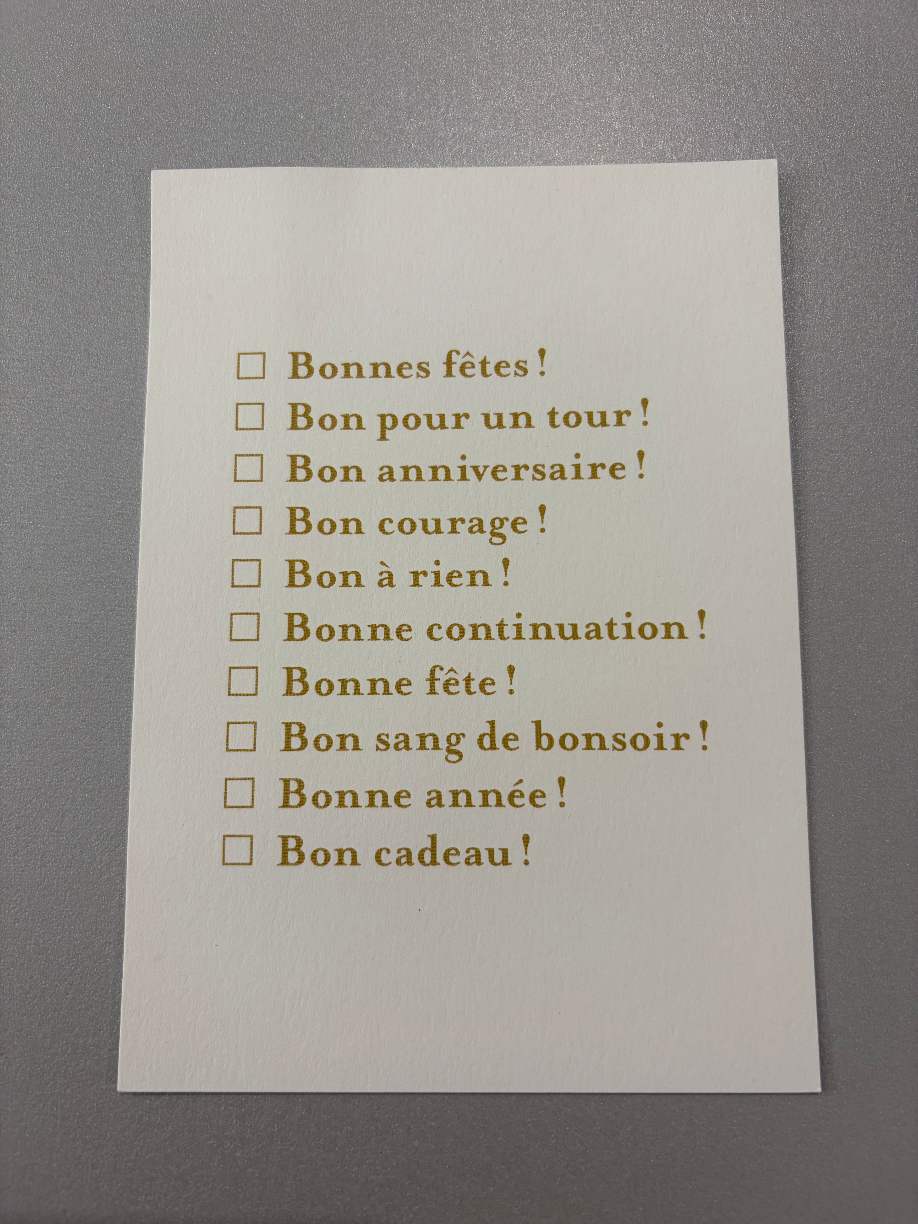 Carte de vœux « Choix multiples »