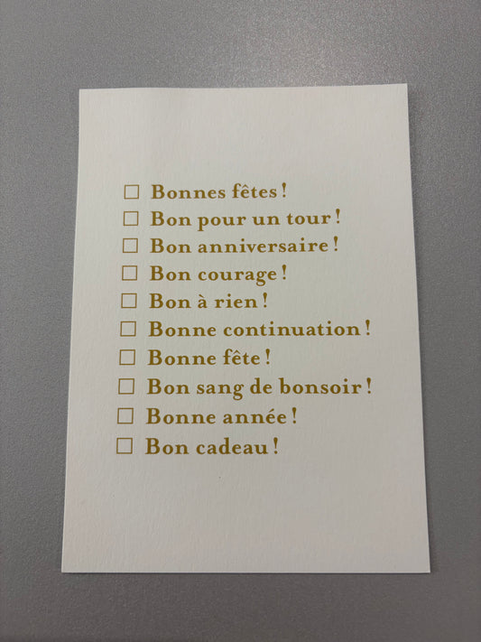 Carte de vœux « Choix multiples »