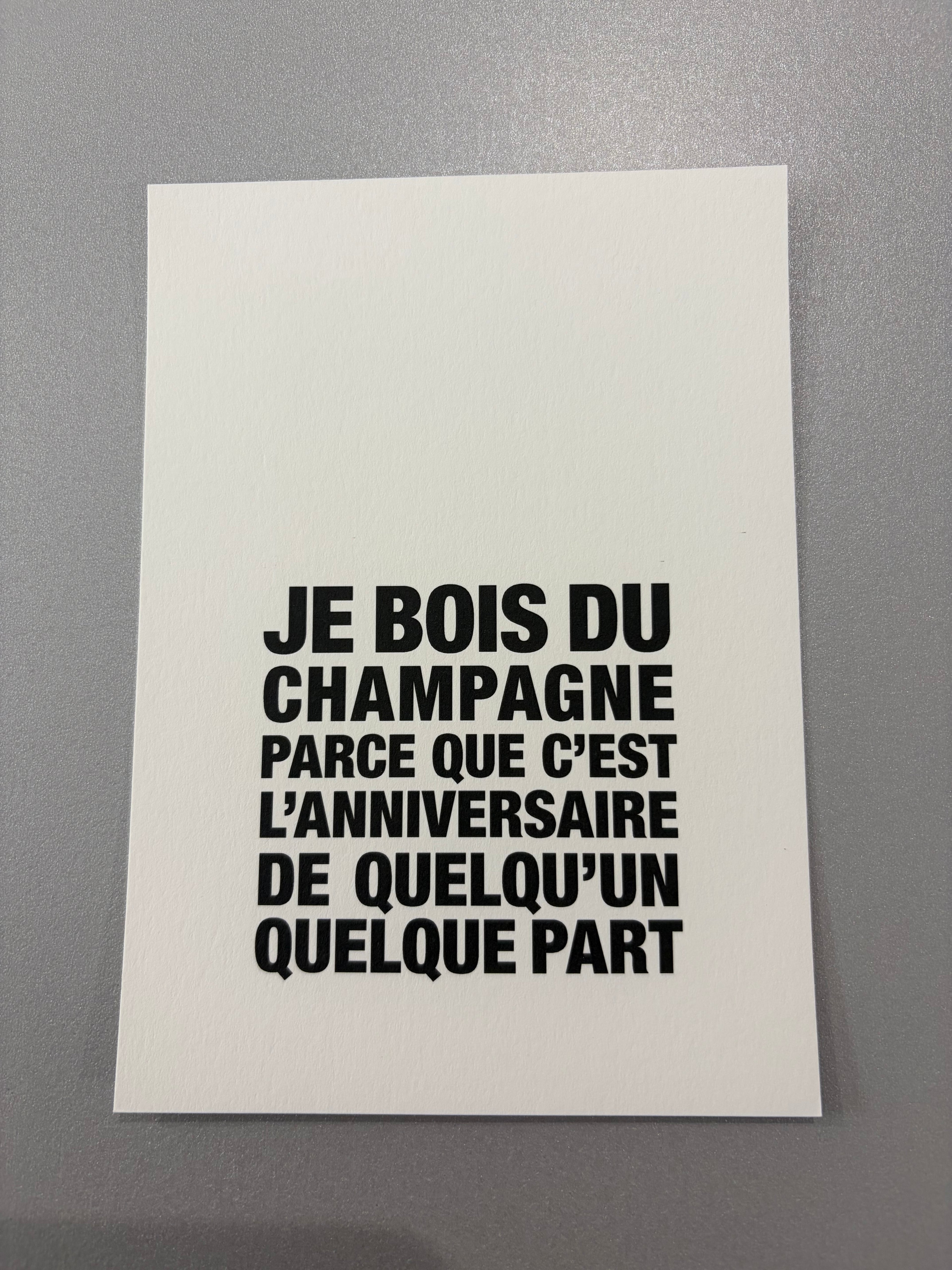 Carte de vœux « Je bois du champagne »