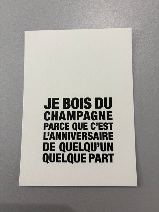 Carte de vœux « Je bois du champagne »