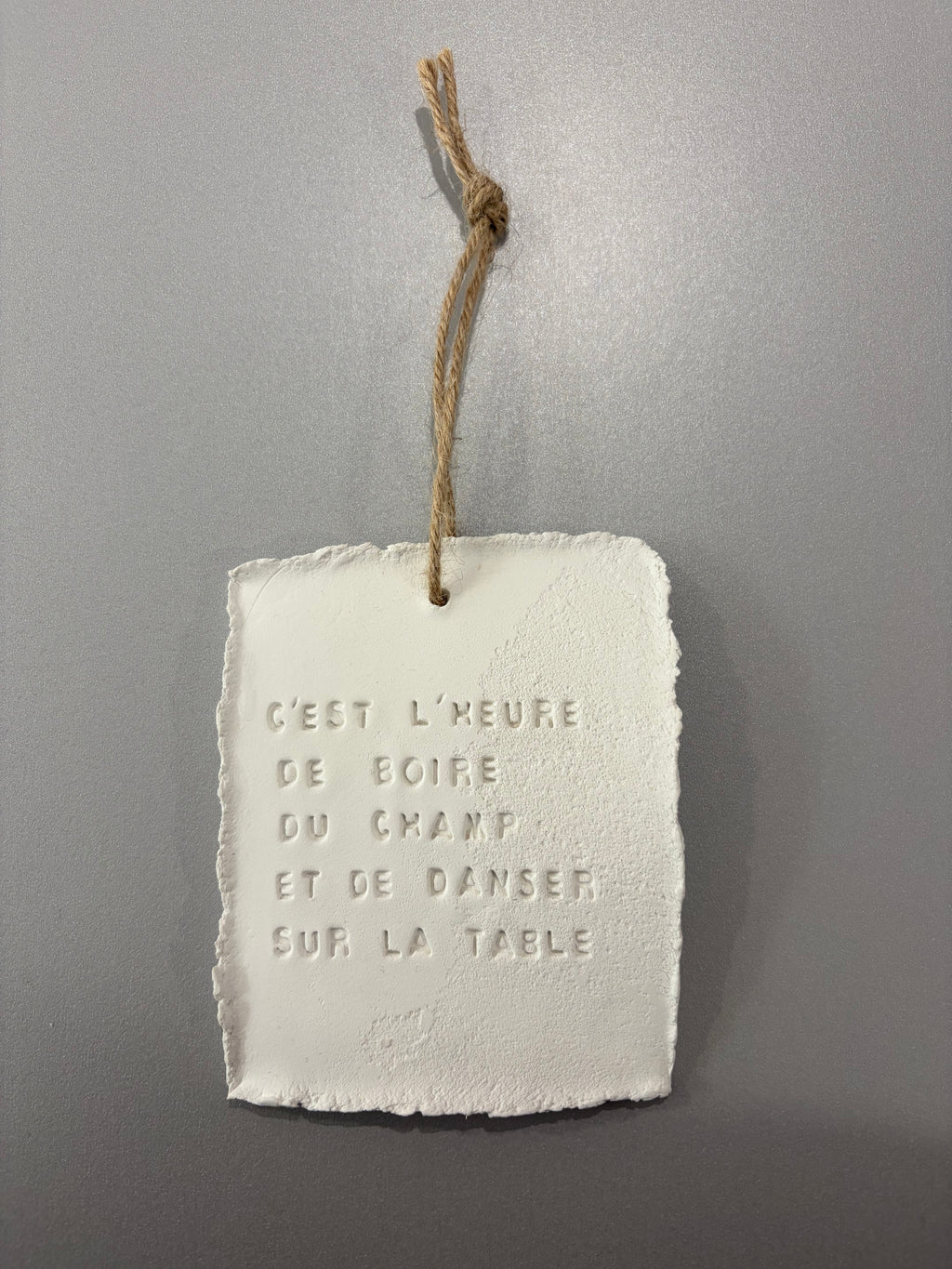 Plaque à message en argile M - à suspendre ou à poser - plusieurs phrases disponibles