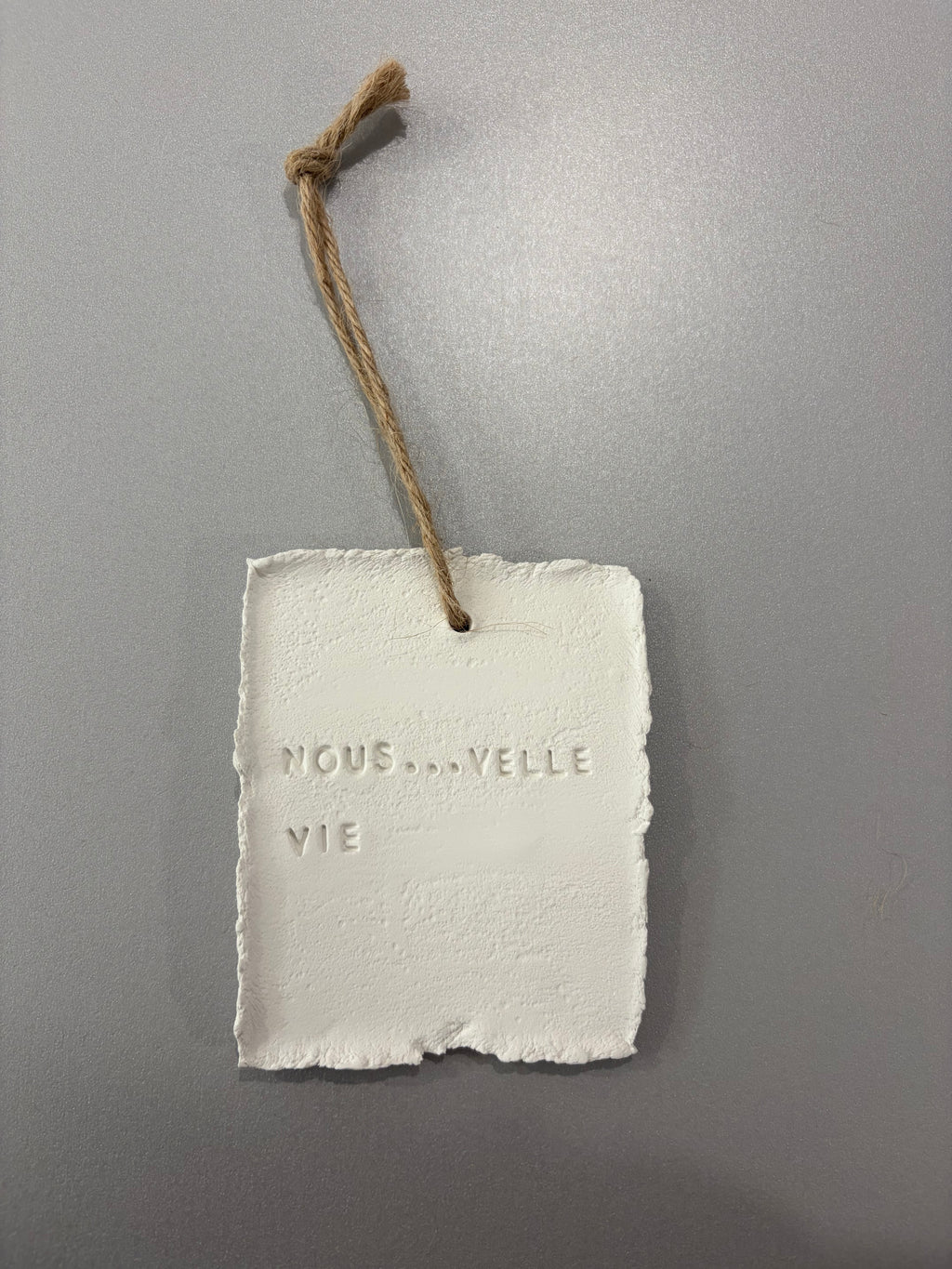 Plaque à message en argile S - à suspendre ou à poser - plusieurs phrases disponibles