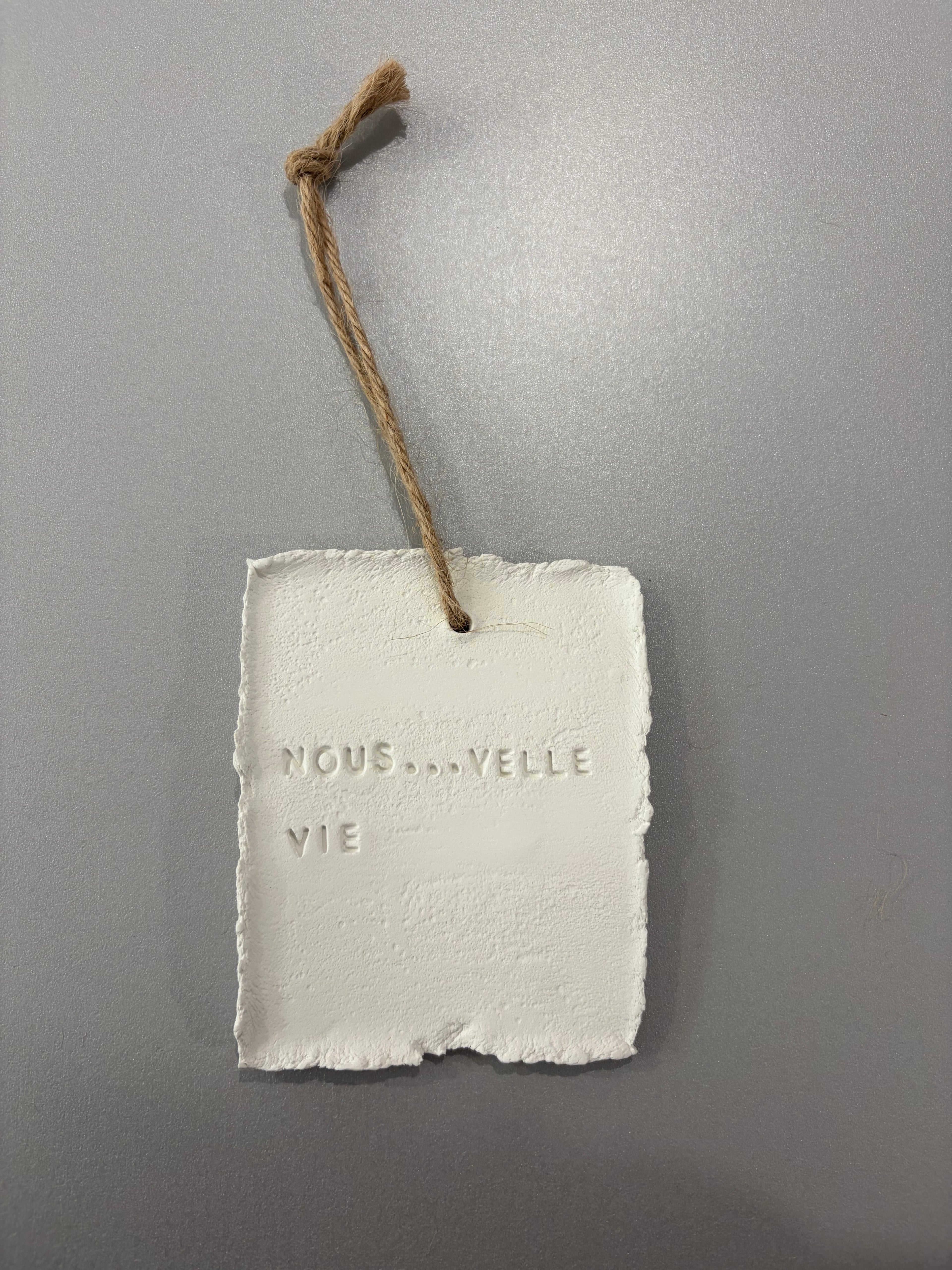 Plaque à message en argile S - à suspendre ou à poser - plusieurs phrases disponibles