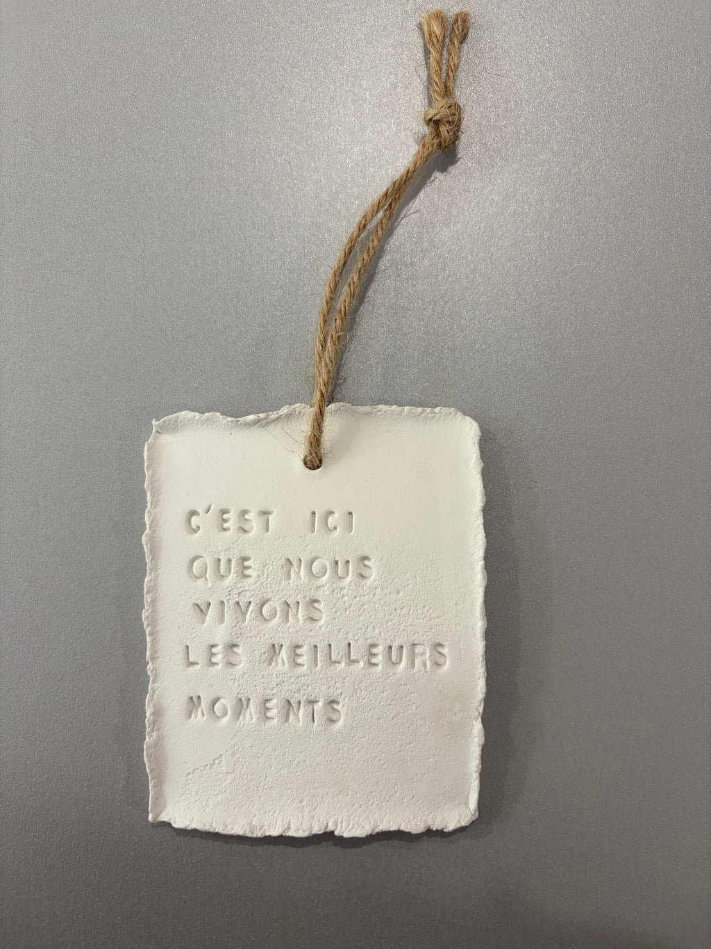 Plaque à message en argile S - à suspendre ou à poser - plusieurs phrases disponibles