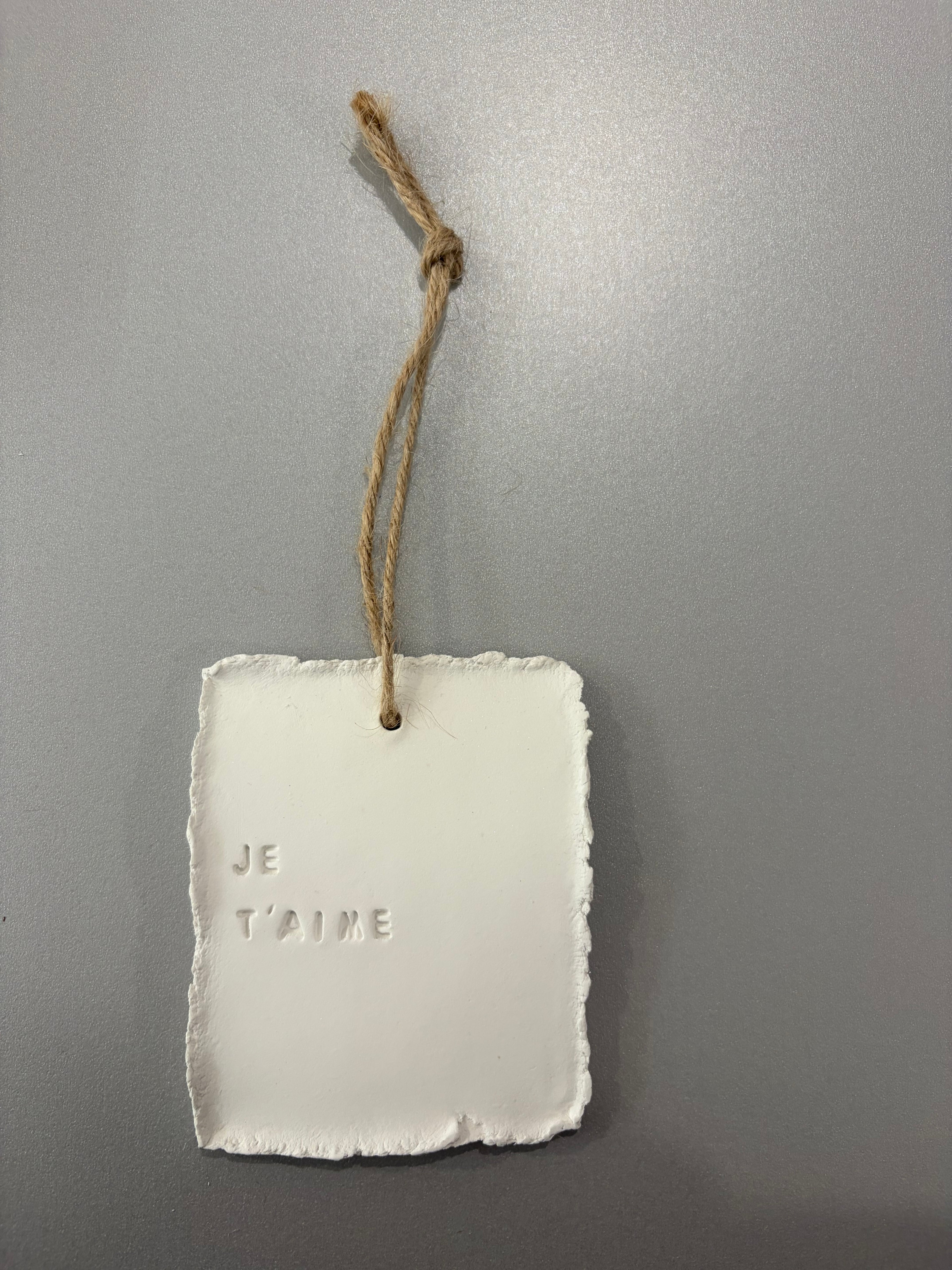 Plaque à message en argile S - à suspendre ou à poser - plusieurs phrases disponibles