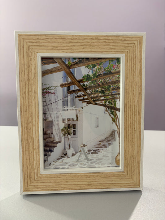 Cadre - Blanc et bois -13x18cm