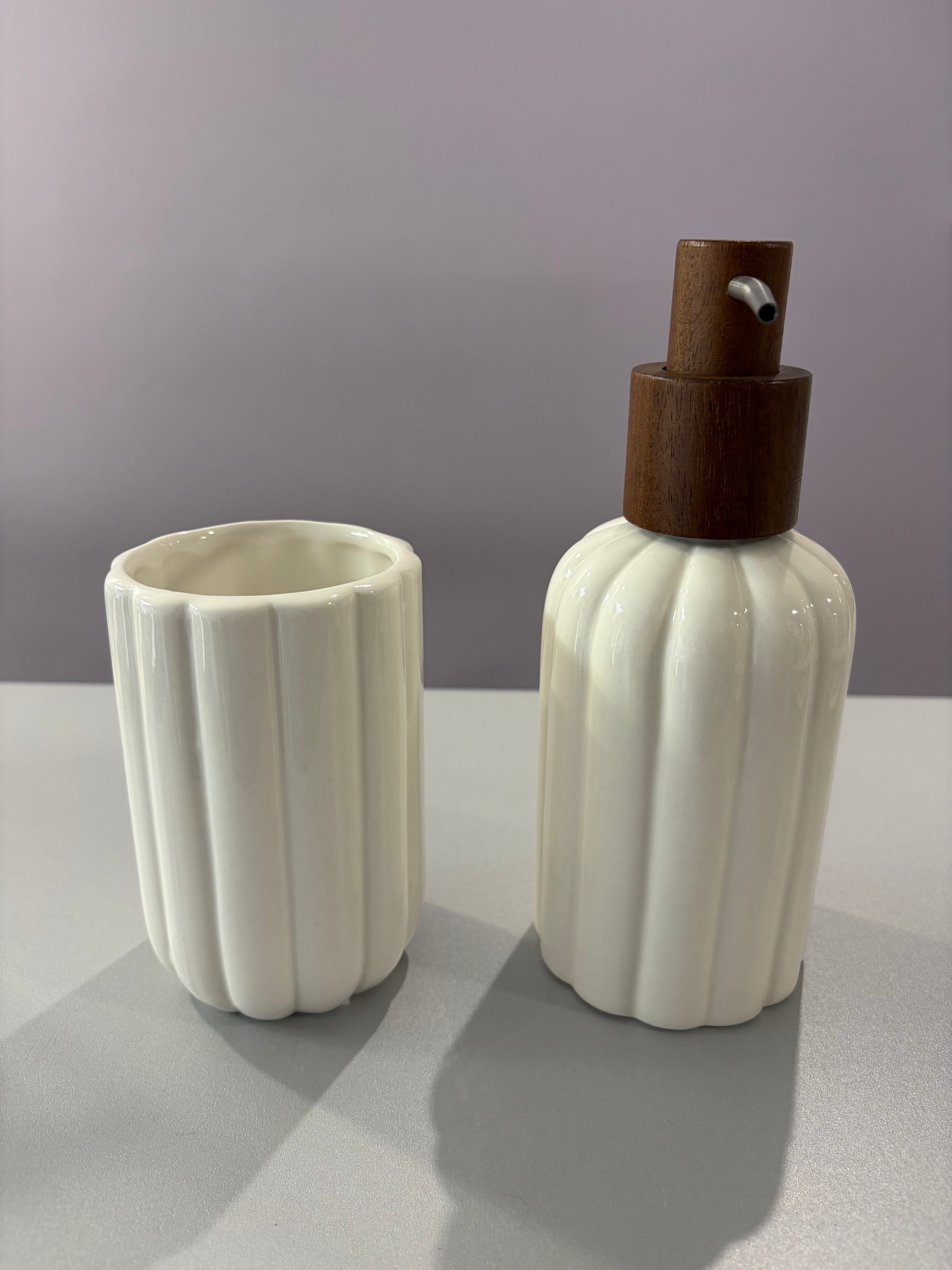 Distributeur à savon et pot à ustensiles « Oasis »