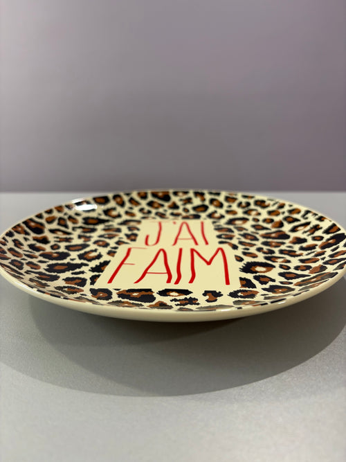 Assiette « J’ai faim » (léopard)
