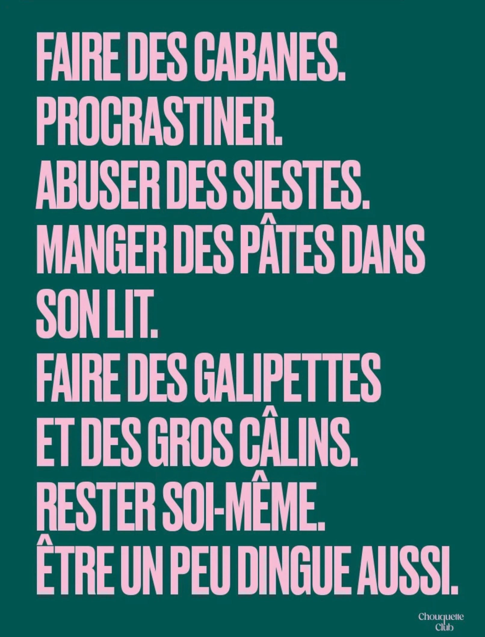 Affiche Mantra #1 (vert sapin et rose)