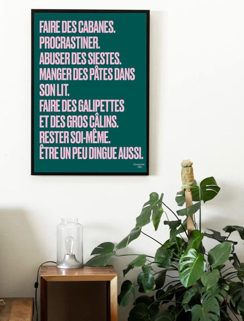 Affiche Mantra #1 (vert sapin et rose)