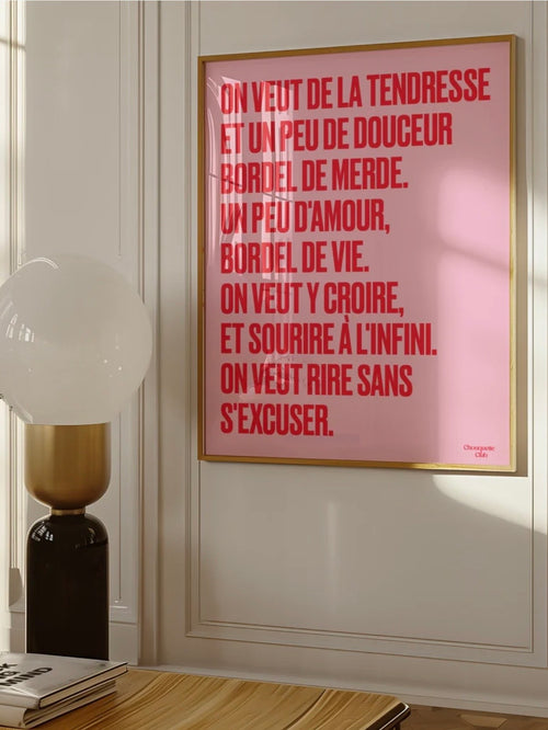 Affiche Mantra #2 (rouge et rose)