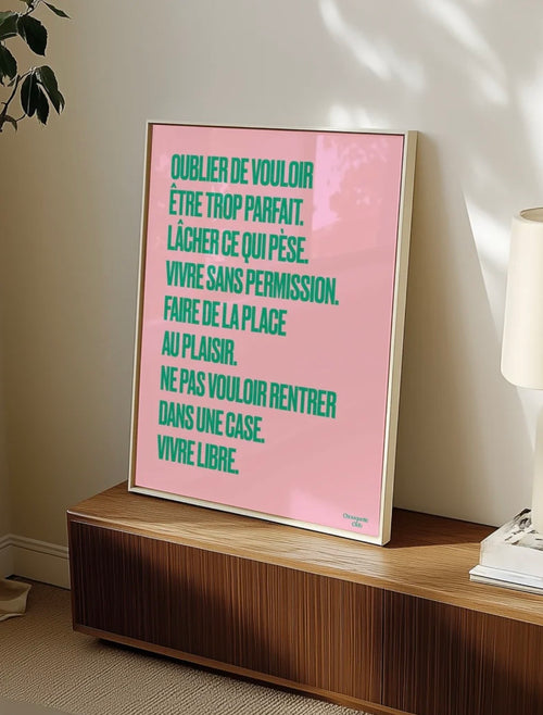 Affiche Mantra #7 (vert et rose)