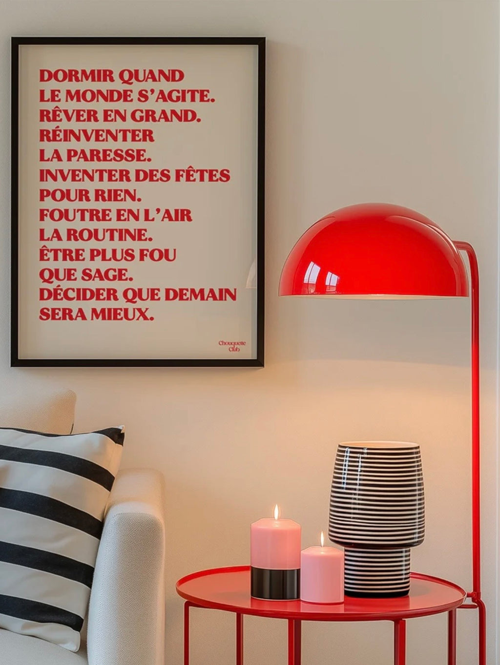 Affiche Mantra #5 (écru et rouge)