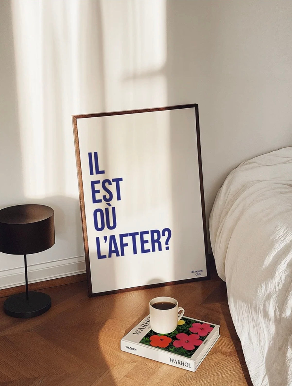 Affiche « Il est où l’after ? » (blanc et bleu)