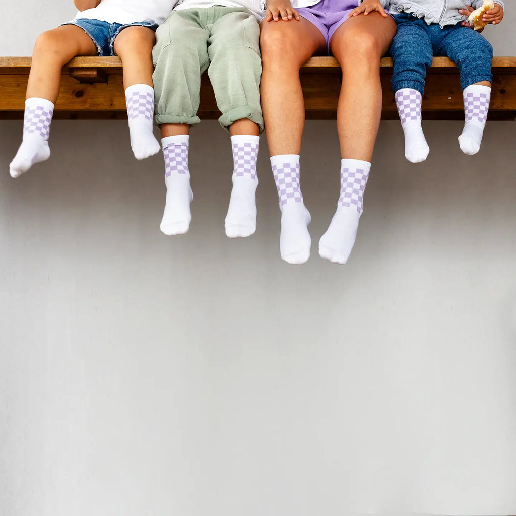 Chaussette « Damier » (lila) Kids