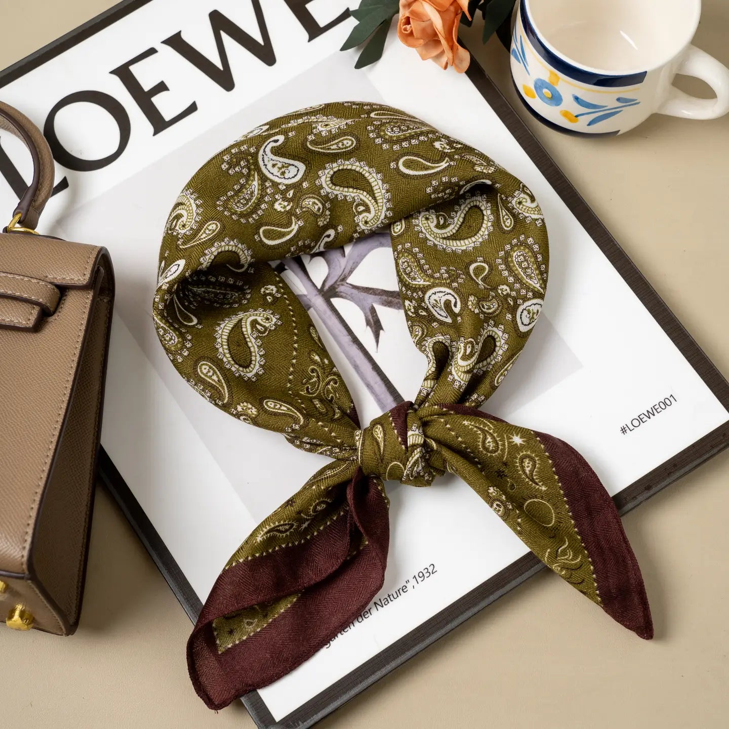 Foulard à motifs chic - Vert/bordeaux