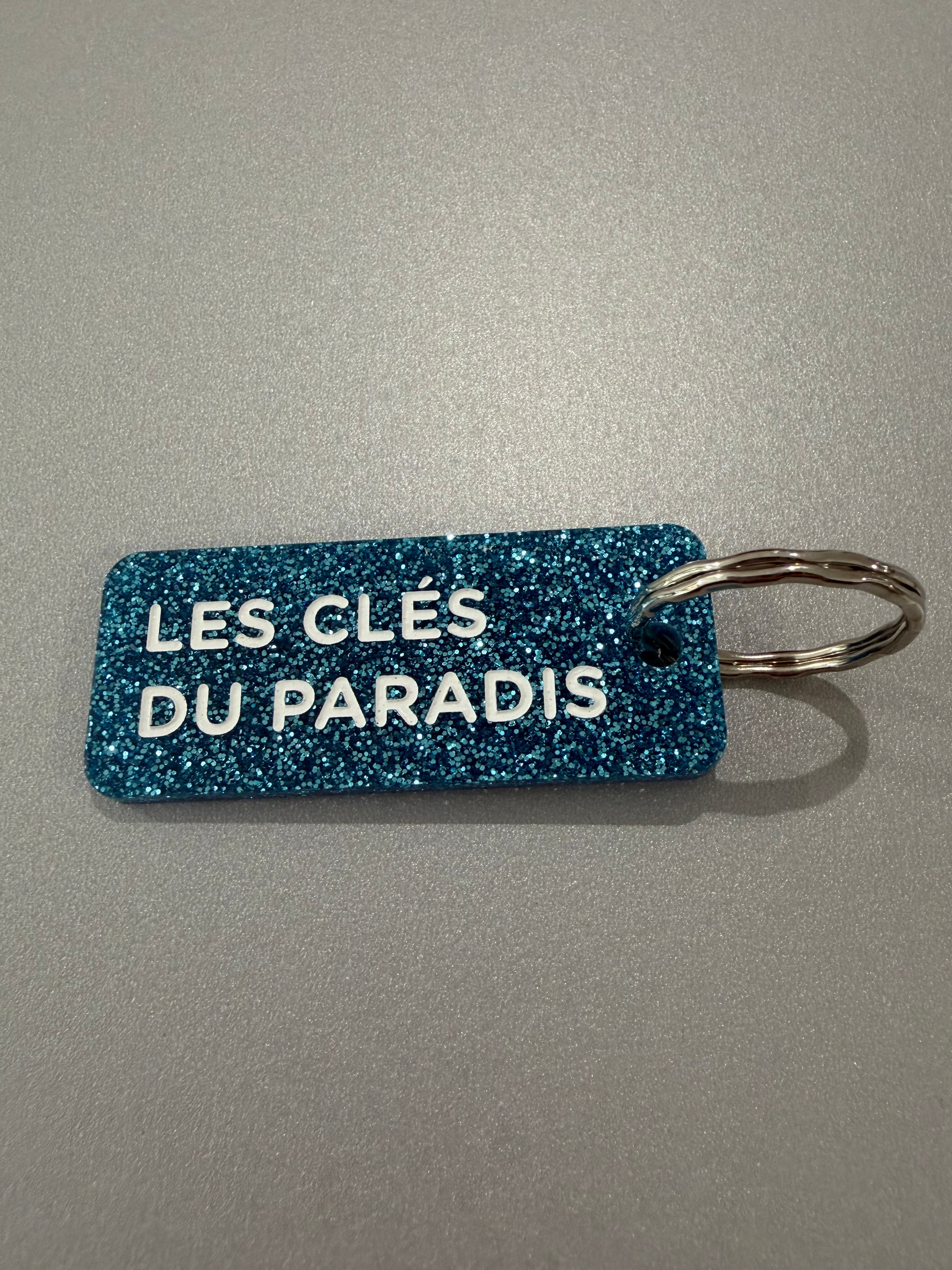 Porte-clé paillette - différentes phrases disponibles