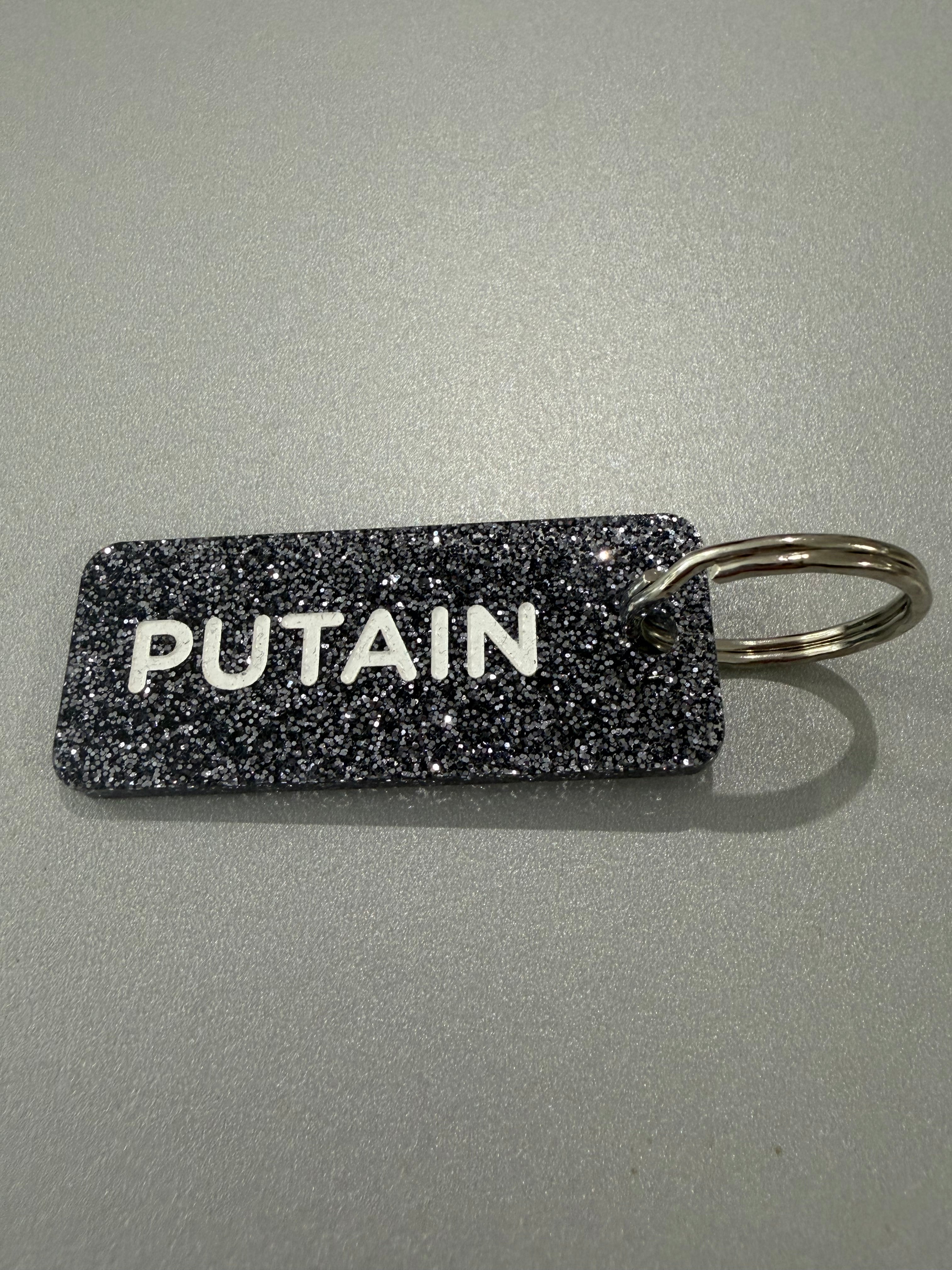 Porte-clé paillette - différentes phrases disponibles