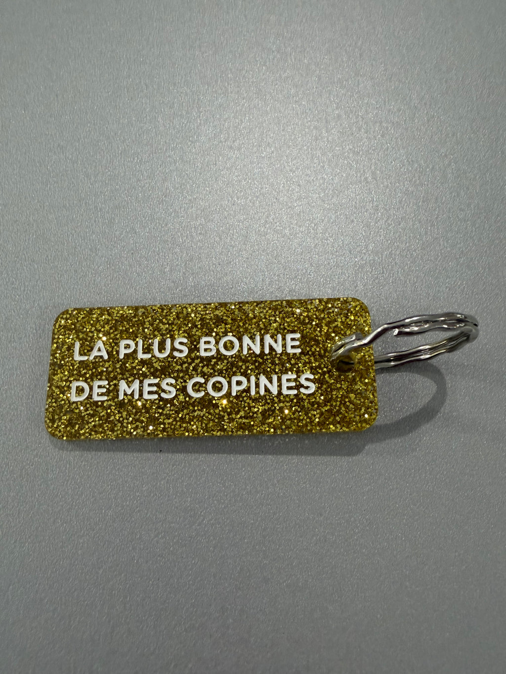 Porte-clé paillette - différentes phrases disponibles