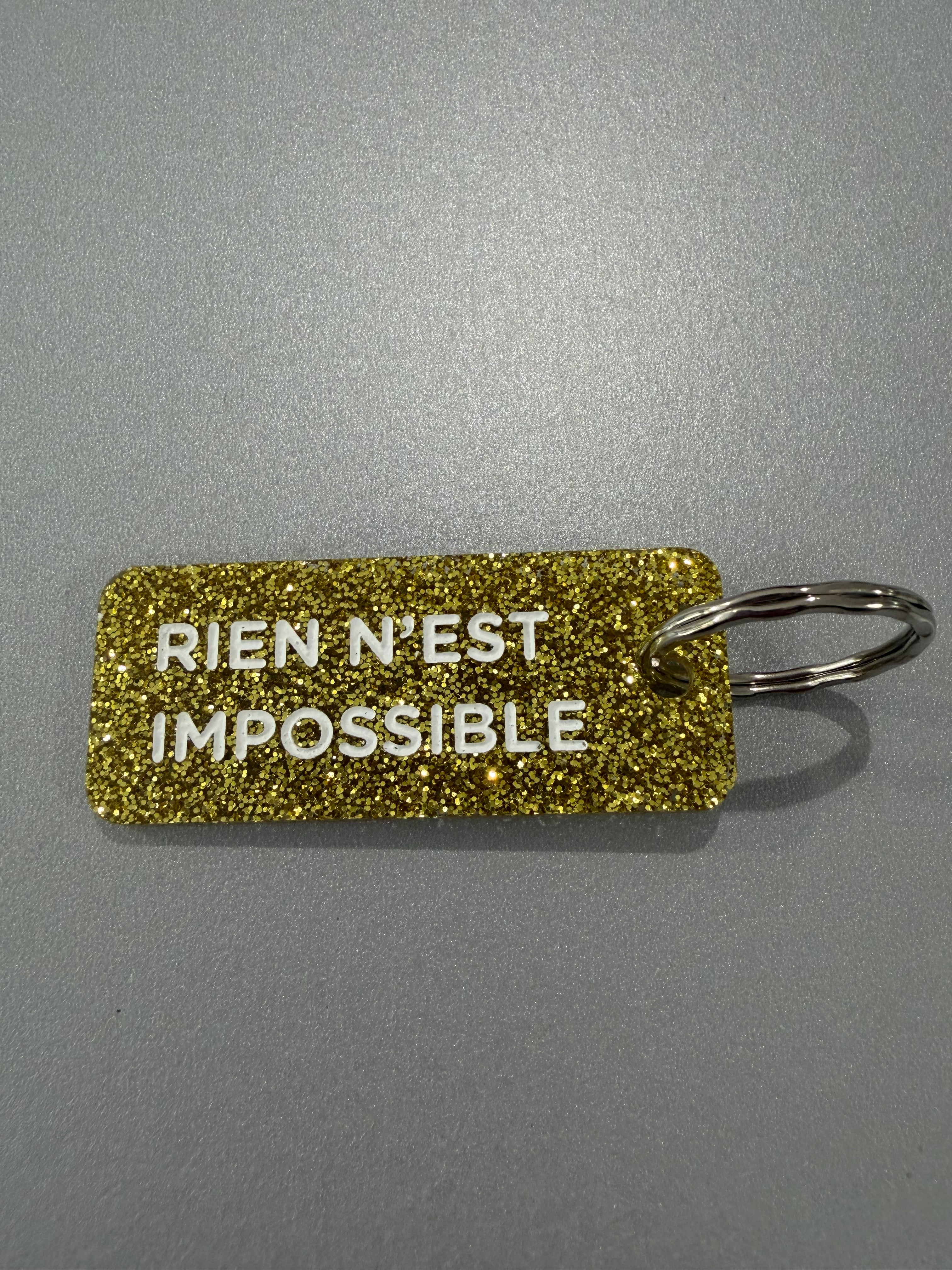 Porte-clé paillette - différentes phrases disponibles