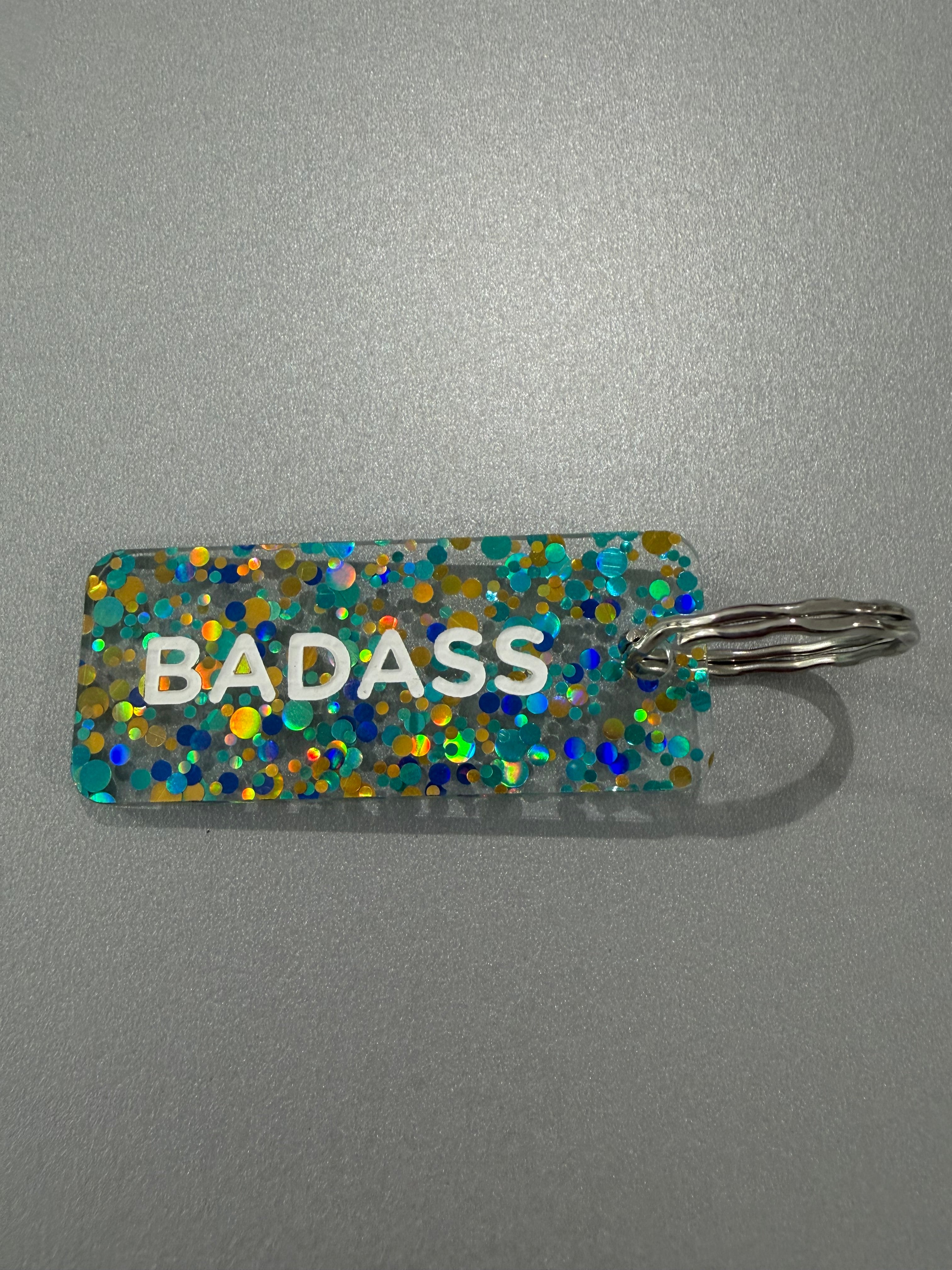 Porte-clé paillette - différentes phrases disponibles