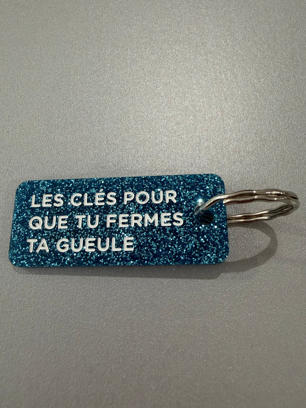 Porte-clé paillette - différentes phrases disponibles