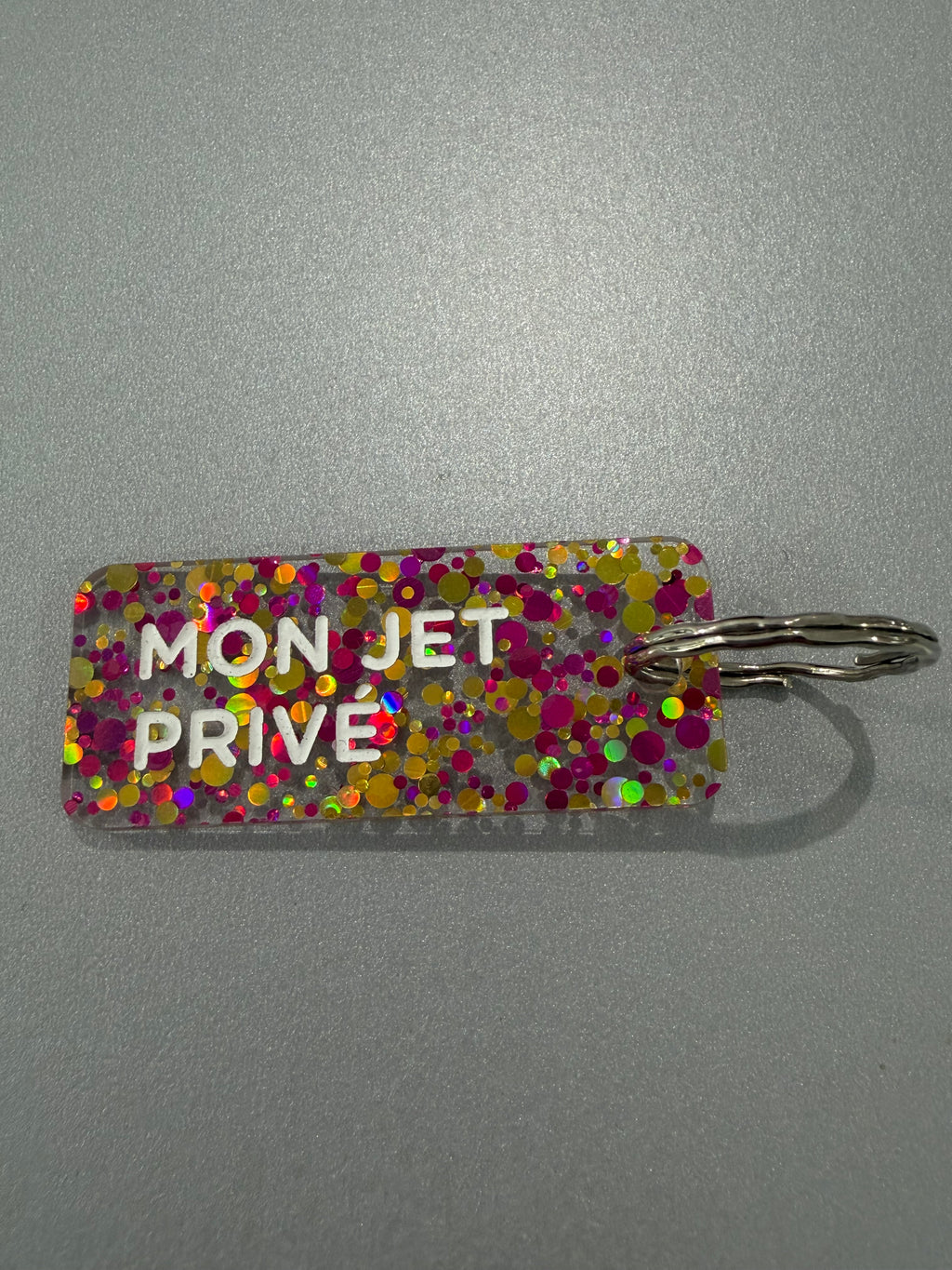 Porte-clé paillette - différentes phrases disponibles