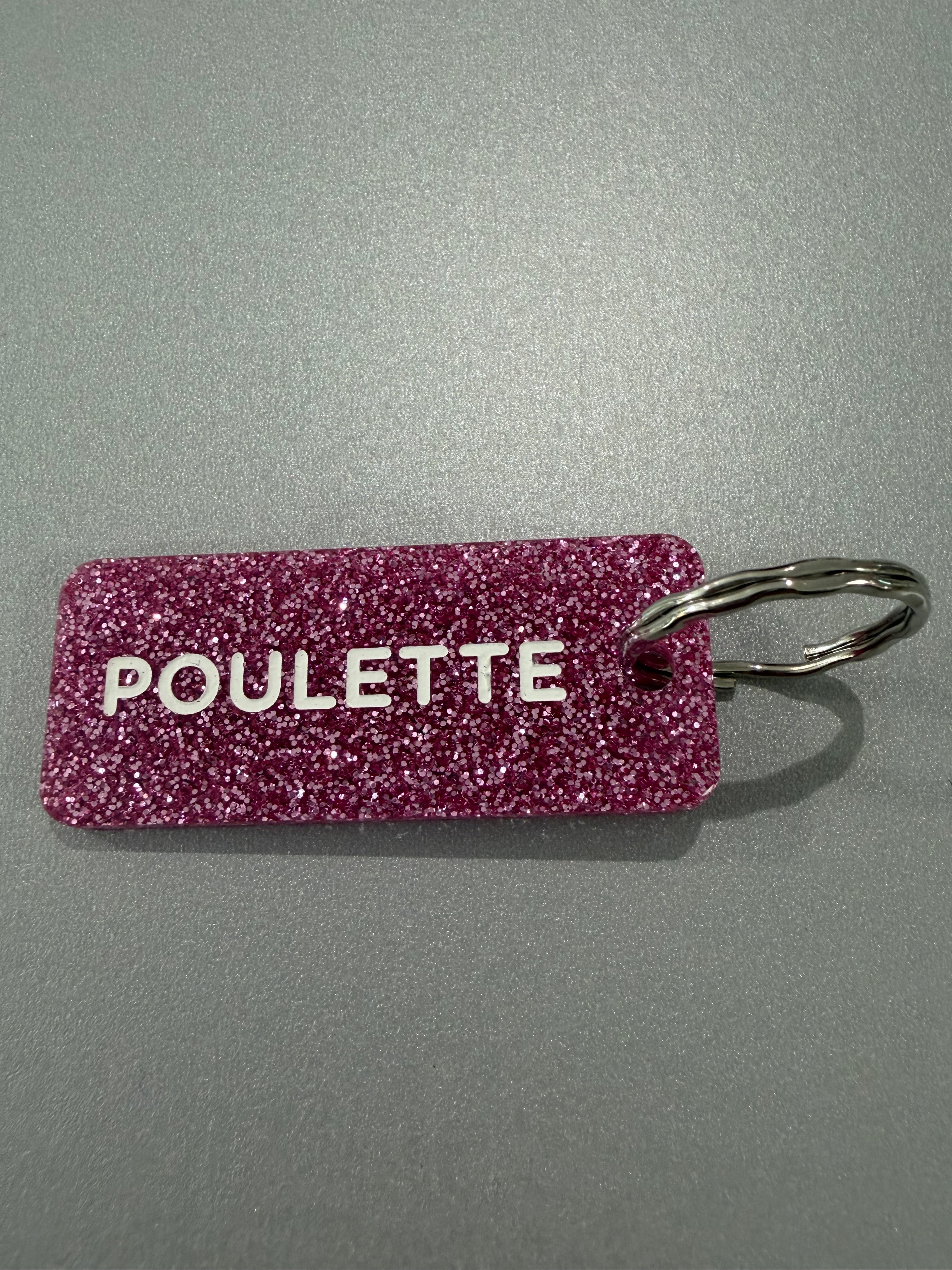 Porte-clé paillette - différentes phrases disponibles