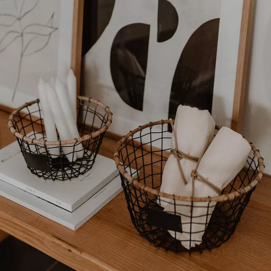 Panier en métal et fibre de bois - deux tailles disponibles