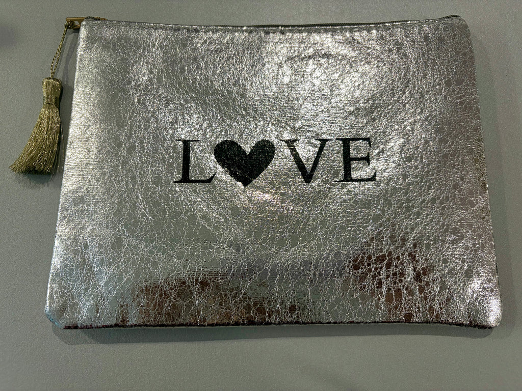 Pochette « Love » effet métallisé - Or ou Argent