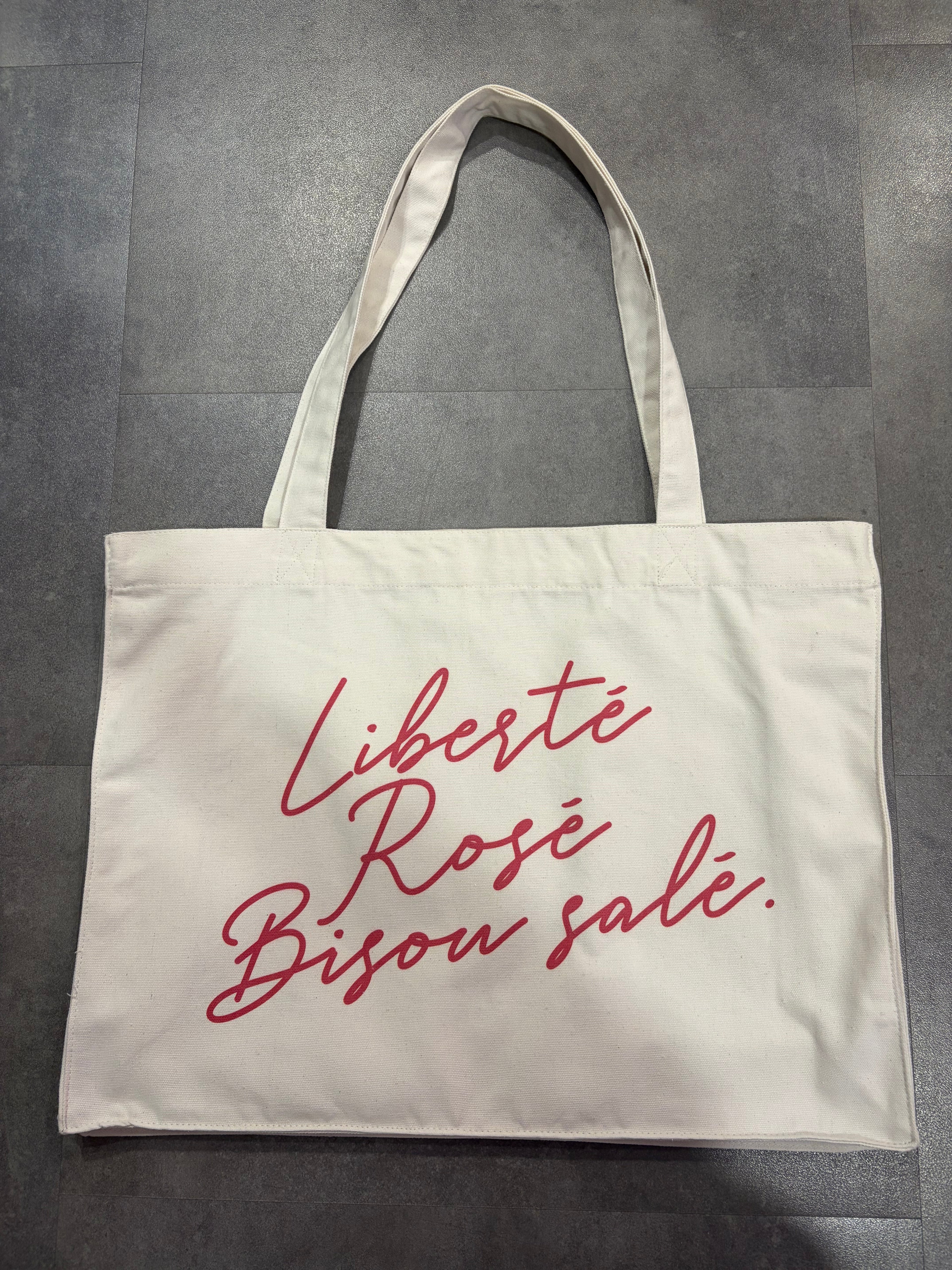 Sac à main « Liberté, rosé, bisou salé. »