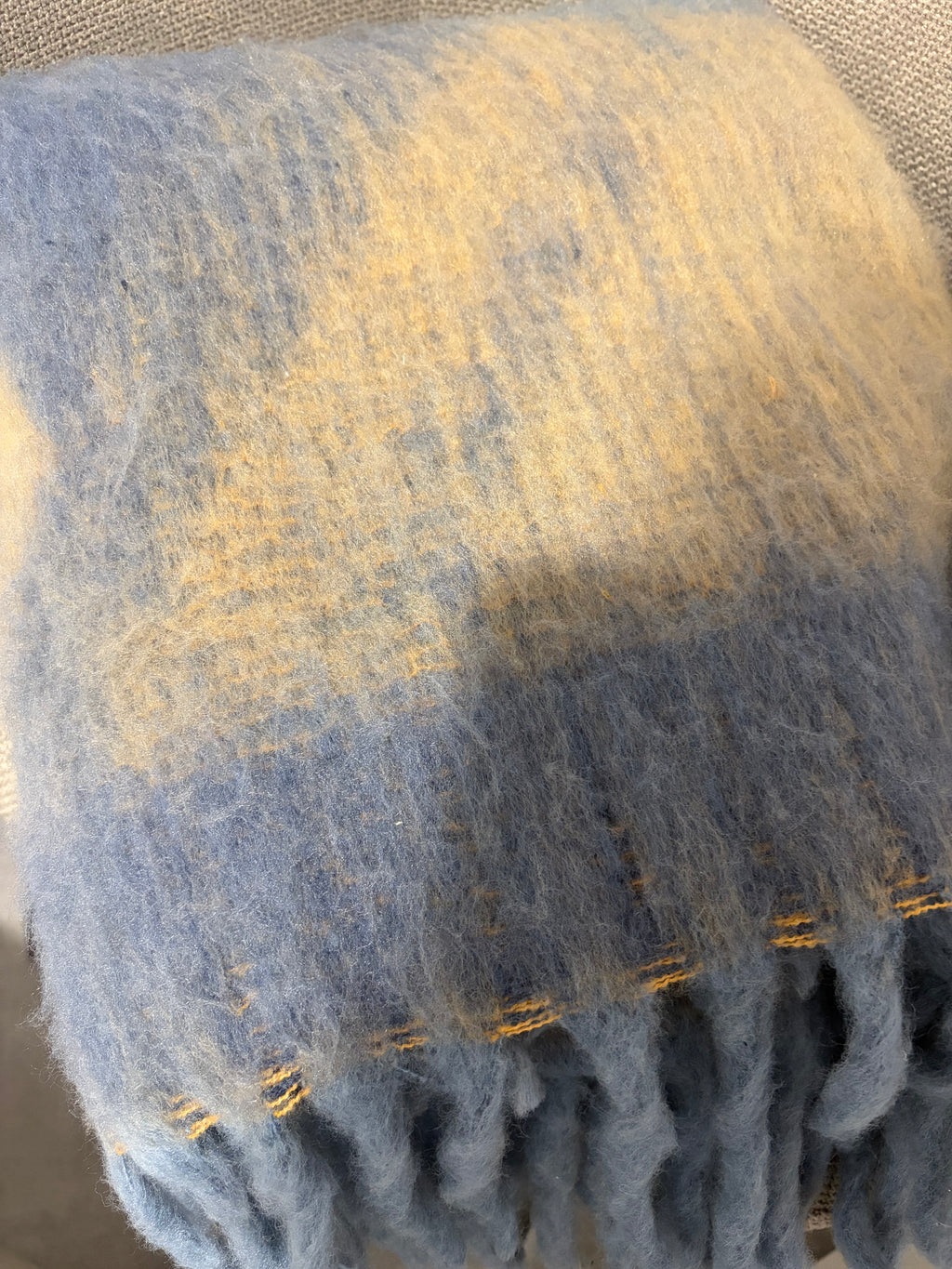 Plaid très doux - Bleu et camel