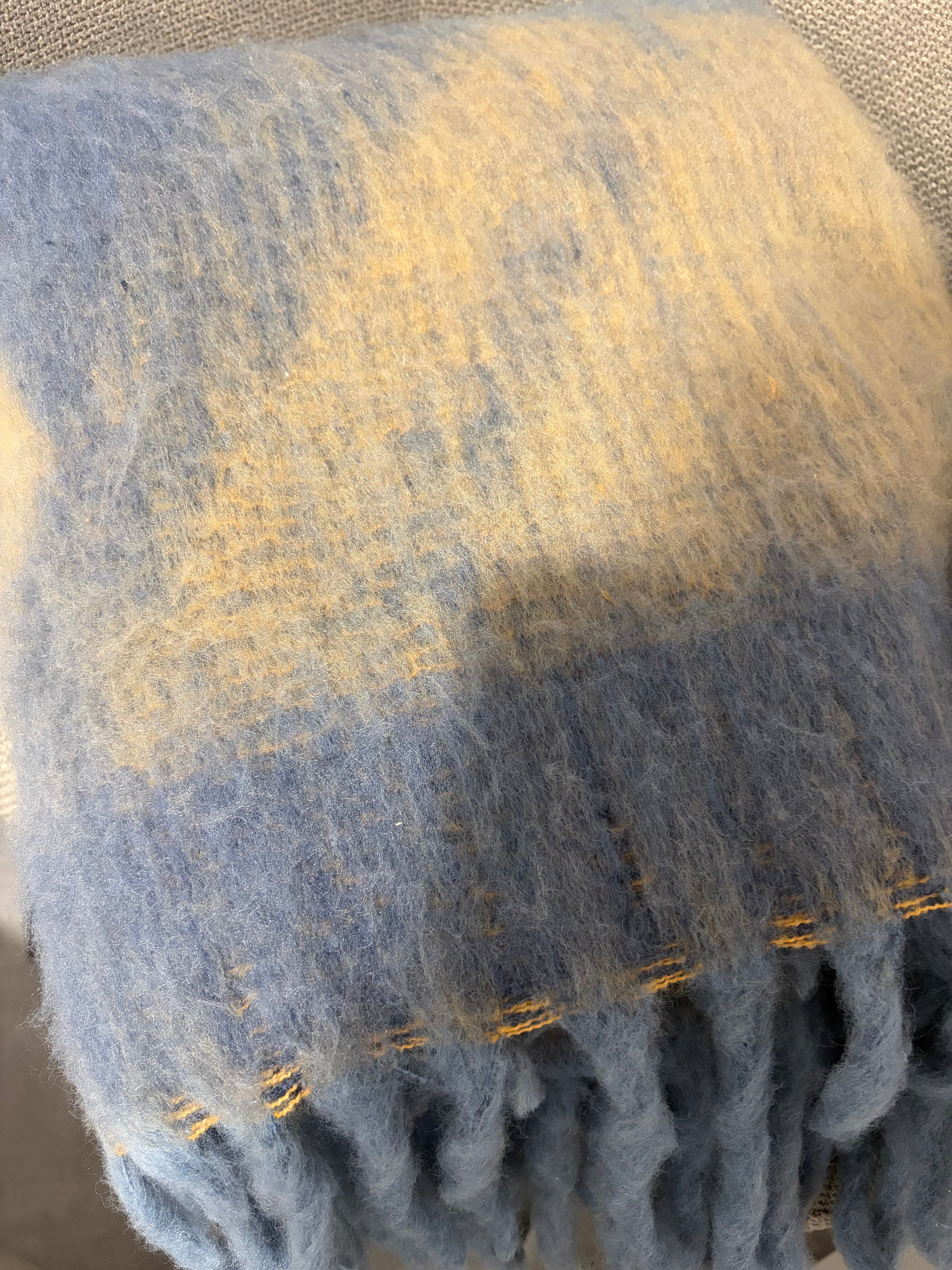 Plaid très doux - Bleu et camel